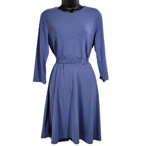 Bebop Women's Blue 3/4 Sleeve Keyhole Neck Fit and Flare Dress Size‎ L